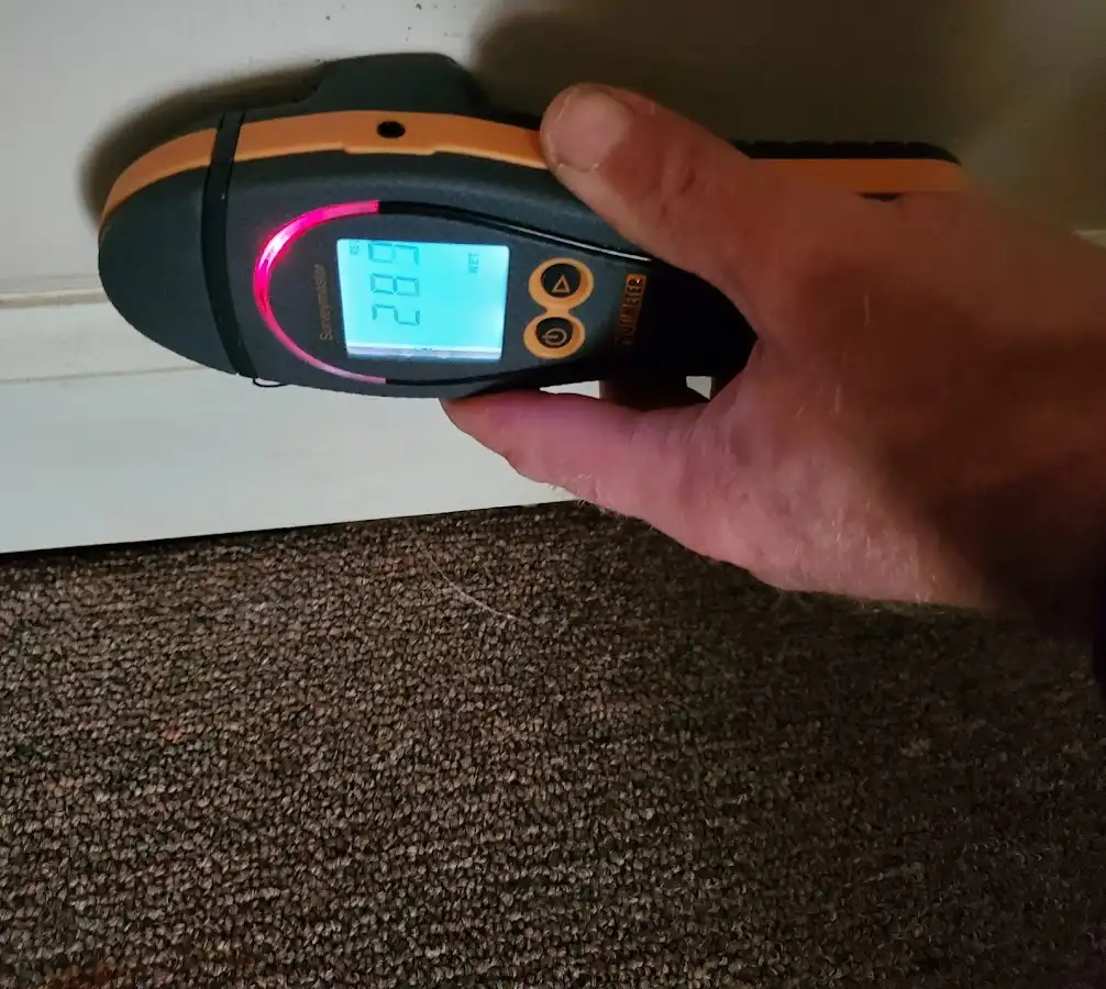 Moisture detection at baseboard during Burst Pipe Cleanup in Oregon